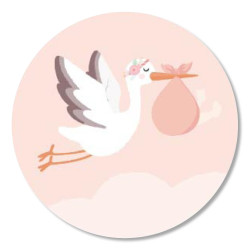 sticker babymeisje ooievaar