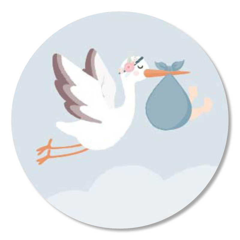 sticker babyjongen ooievaar