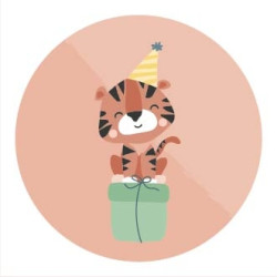 sticker tijger feesthoedje