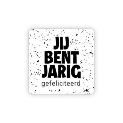 sticker vierkant jarig gefeliciteerd