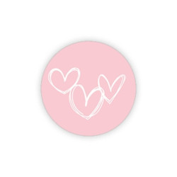 sticker rond roze hartjes