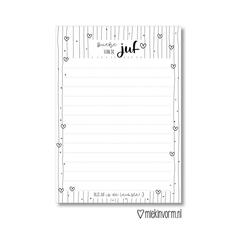 notitieblok briefje juf