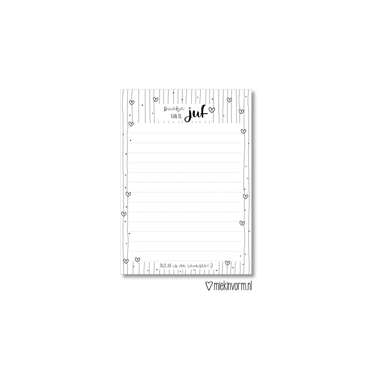 notitieblok briefje juf