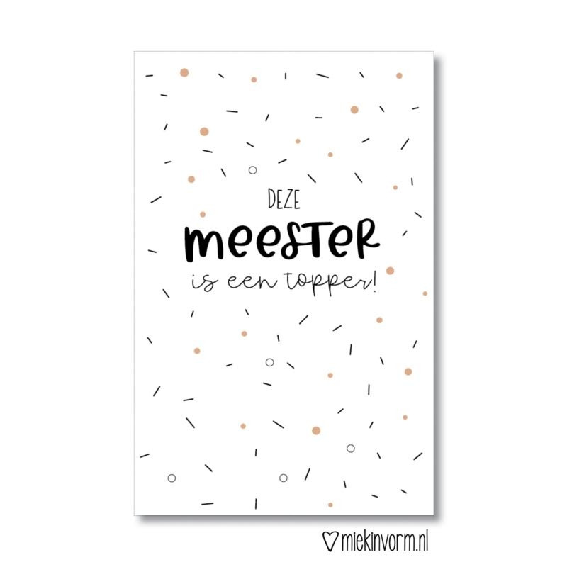 kadokaartje meester topper