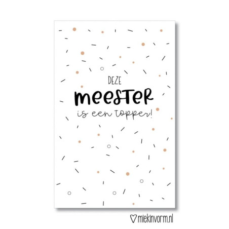 kadokaartje meester topper