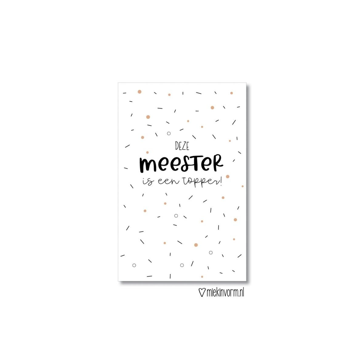 kadokaartje meester topper