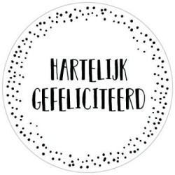 sticker wit hartelijk gefeliciteerd