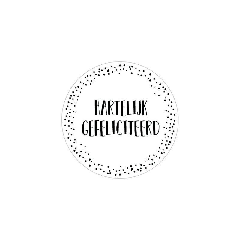 sticker wit hartelijk gefeliciteerd