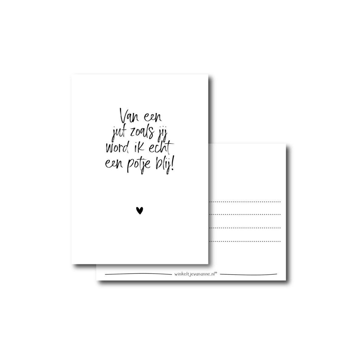 kaart juf potje blij