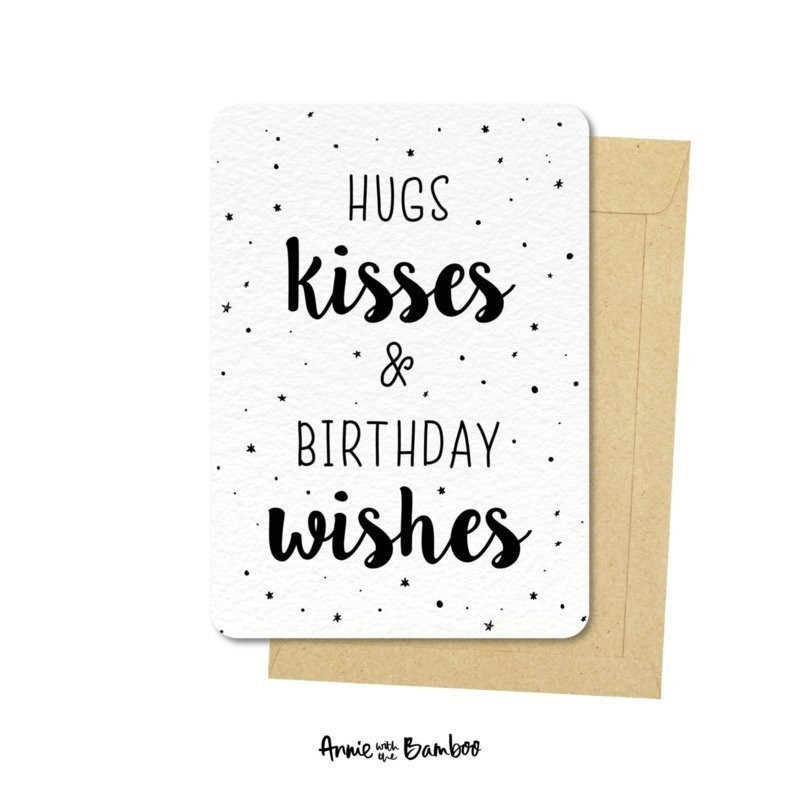 kaart hugs kisses birthday wishes