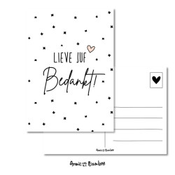 kaart lieve juf bedankt