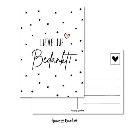 kaart lieve juf bedankt