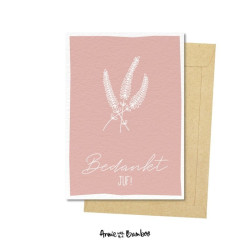 kaart roze bedankt juf