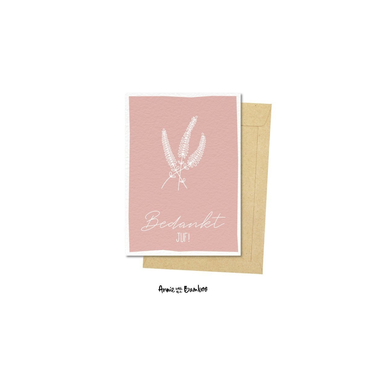 kaart roze bedankt juf