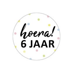 sticker hoera 6 jaar