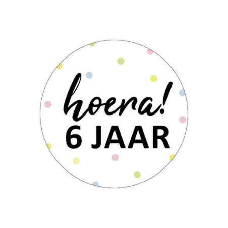 sticker hoera 6 jaar