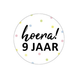 sticker hoera 9 jaar