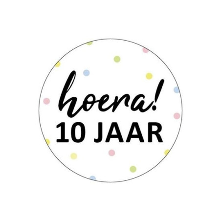 sticker hoera 10 jaar