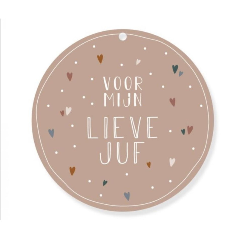 ronde kaart bedankt juf