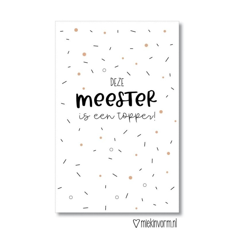 kadolabel meester topper