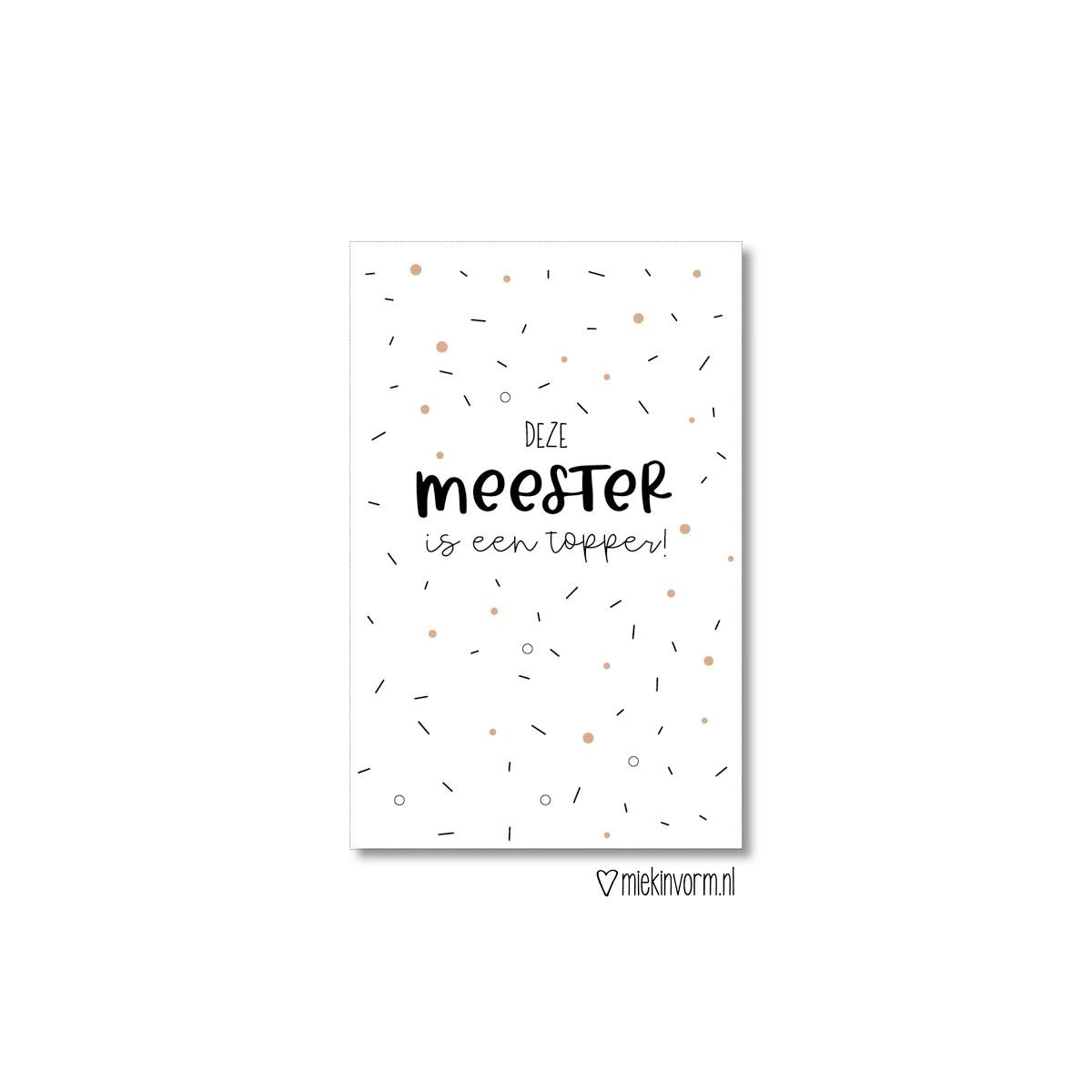 kadolabel meester topper