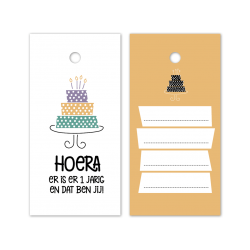 kadolabel jarig kleur