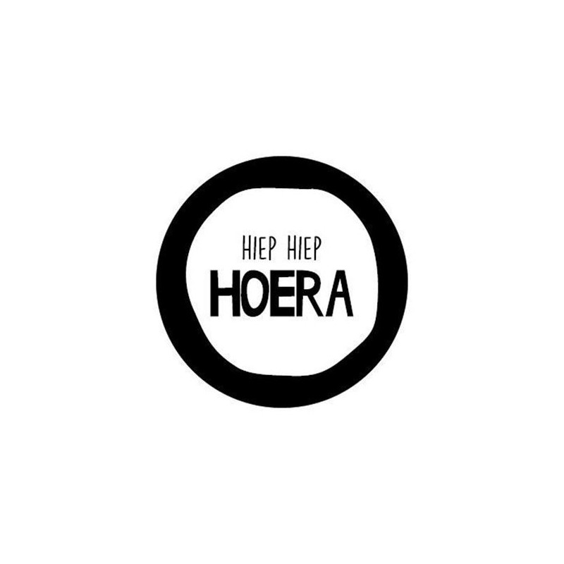 sticker hiep hiep hoera zwart
