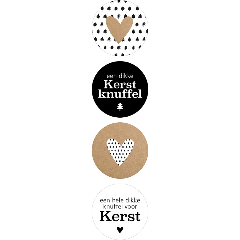 Kerst stickermix kerstknuffel 12 stuks (EPS)