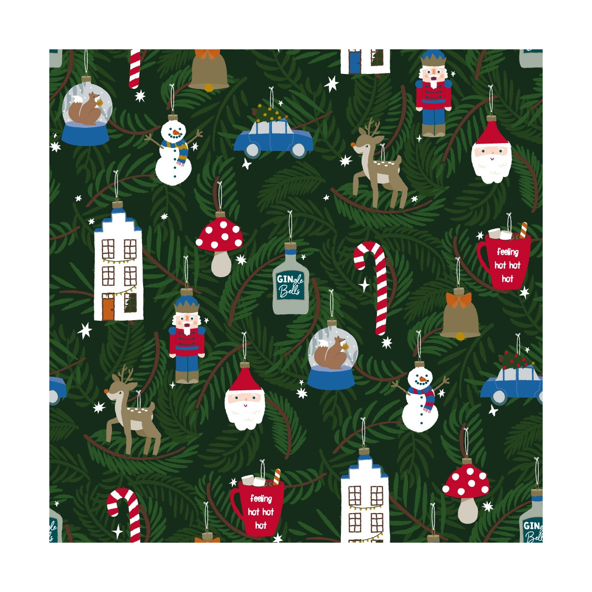 kerst kadopapier ornamenten