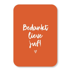 mini kaart bedankt lieve juf