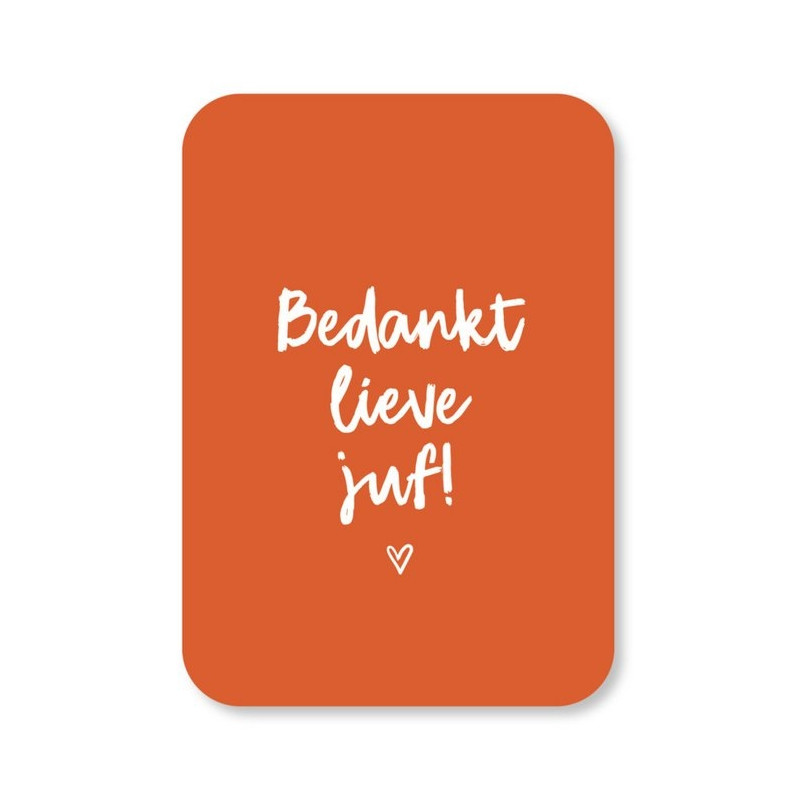 mini kaart bedankt lieve juf