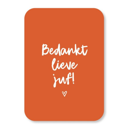 mini kaart bedankt lieve juf