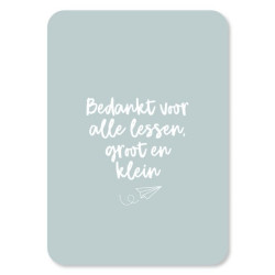 kaart bedankt lessen