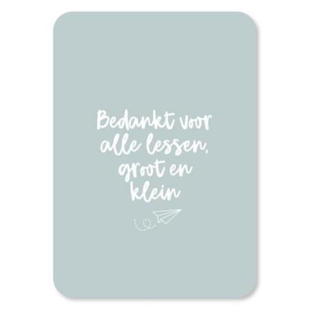 kaart bedankt lessen