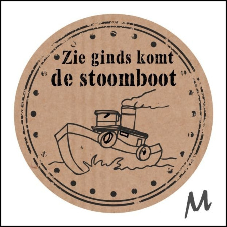 sticker zie ginds komt de stoomboot
