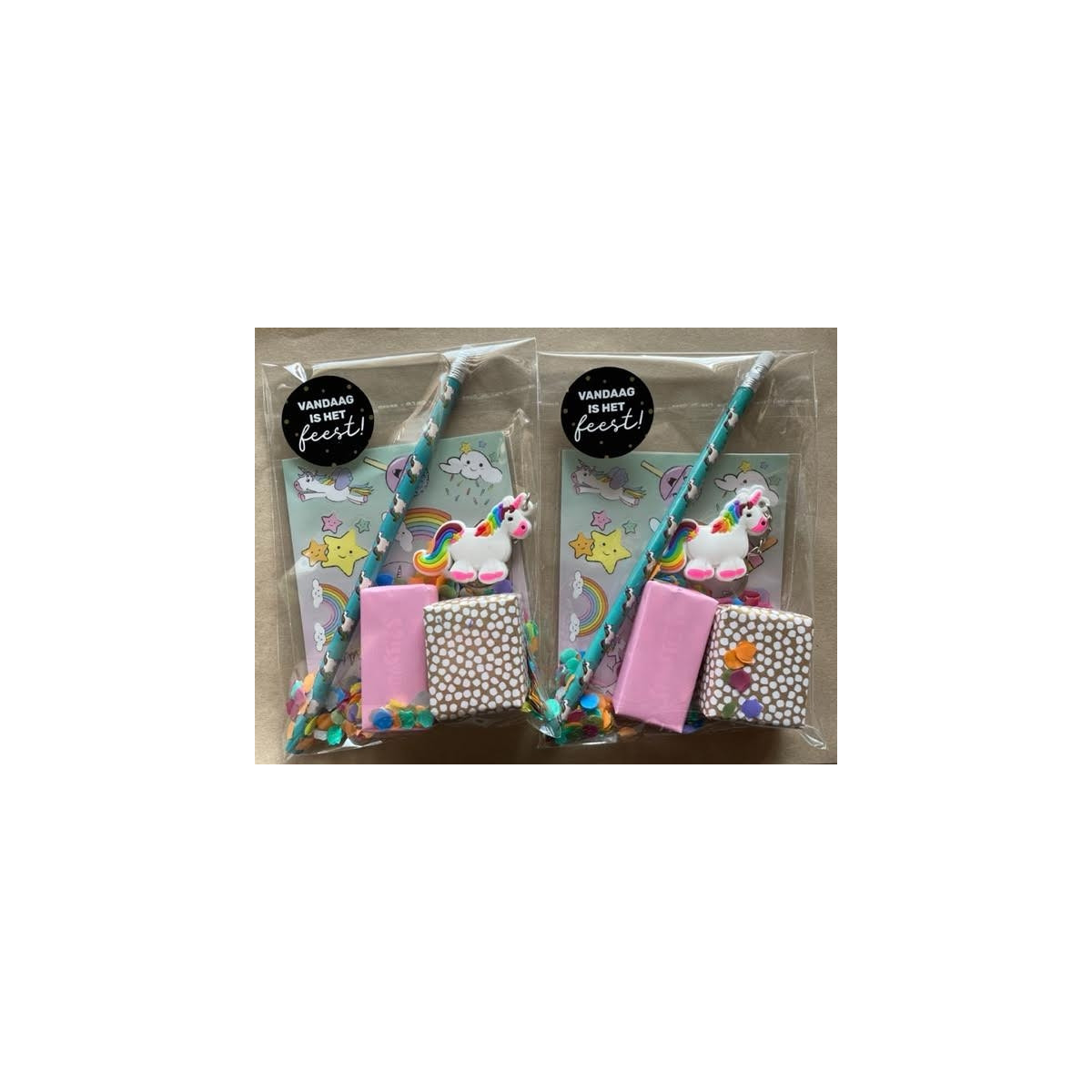 unicorn traktatie stickers