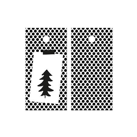 Kadolabel kerstboom zwart/wit 5 stuks (EPS)
