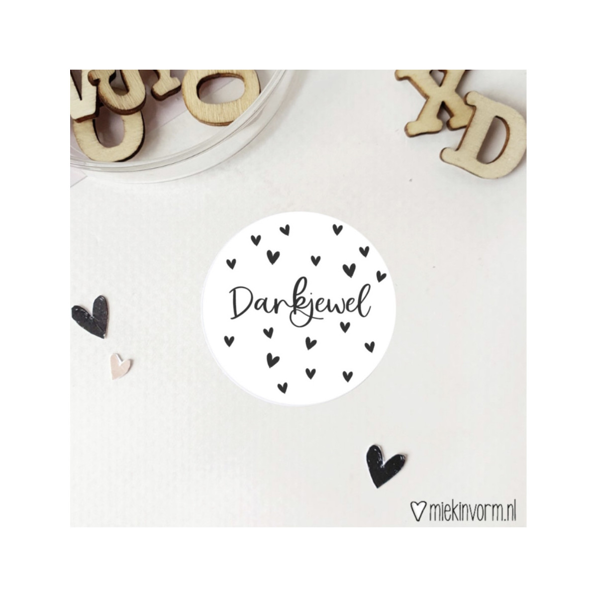 sticker dankjewel hartjes
