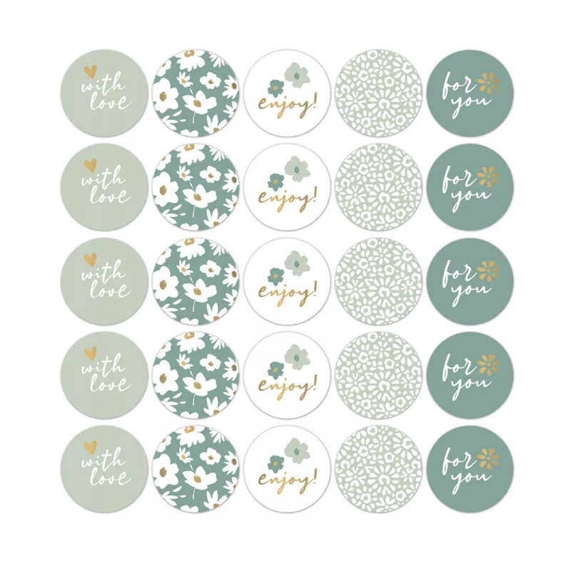 stickermix fleurig mint