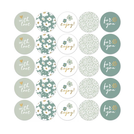 stickermix fleurig mint
