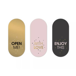 sticker ovaal roze goud zwart