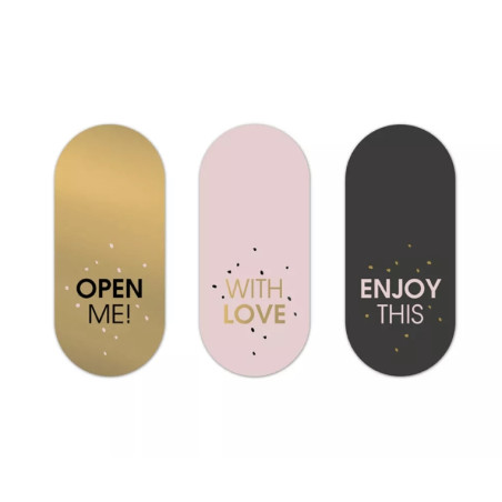 sticker ovaal roze goud zwart