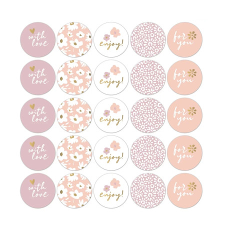 Stickermix fleurig lila