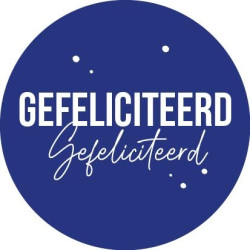 sticker gefeliciteerd blauw