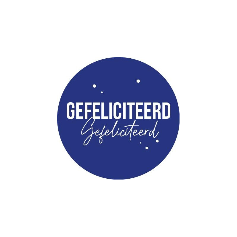 sticker gefeliciteerd blauw