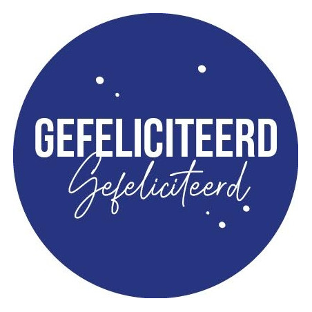 sticker gefeliciteerd blauw