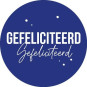 sticker gefeliciteerd blauw