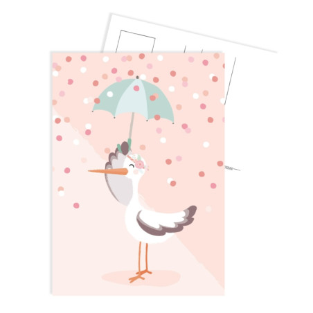 Kaart ooievaar roze