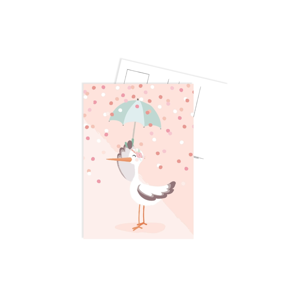 Kaart ooievaar roze