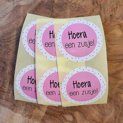sticker zusje roze stip